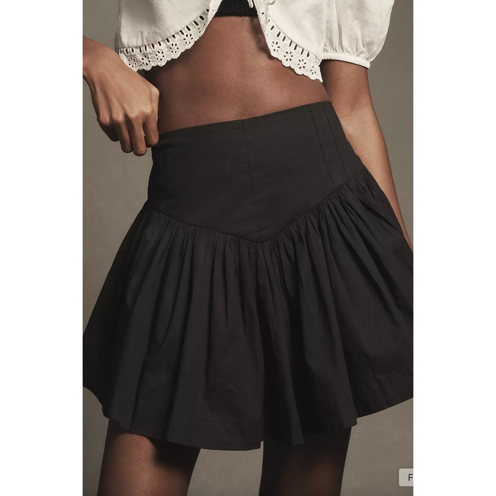 Maeve Black High-Waist Ruffled Mini Skirt